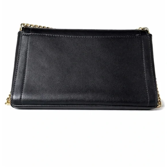 Michael Kors Kinsley Black Leather Crossbody Bag Gold Chain Classic Purse Medium - Picture 3 of 8